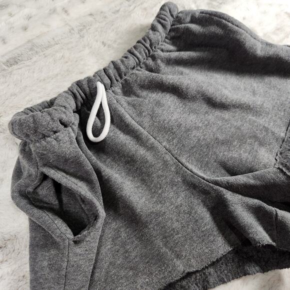 Colsie Dark Gray Fleece Raw Hem Drawstring Hot Girl Booty Sweat Shorts Size S - Picture 3 of 7
